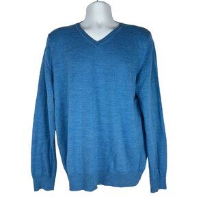 Apt. 9 Men's V-Neck Merino Blend Sweater Size L Blue
